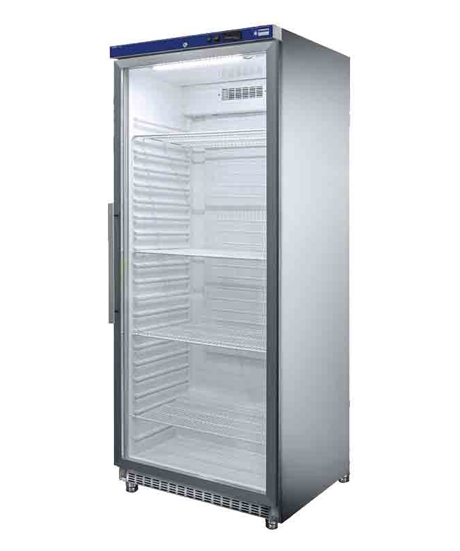 ARMOIRE FRIGORIFIQUE VENTILÉE INOX, 1 PORTE VITRÉE DIAMOND Maté...