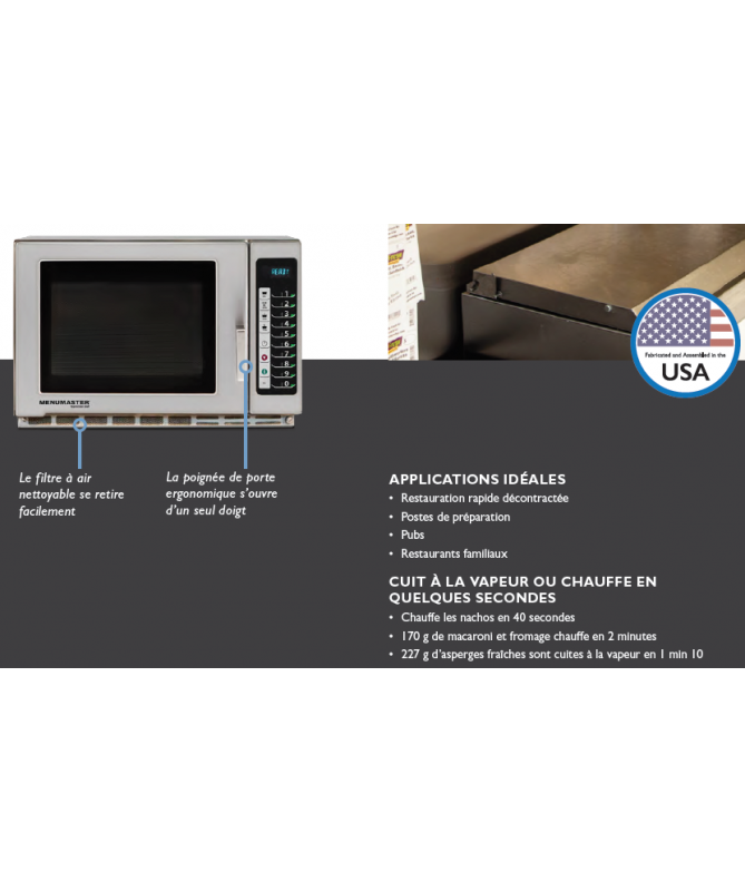Four micro-ondes professionnels gamme MENUMASTER commande digitale 1  magnétron 34 litres